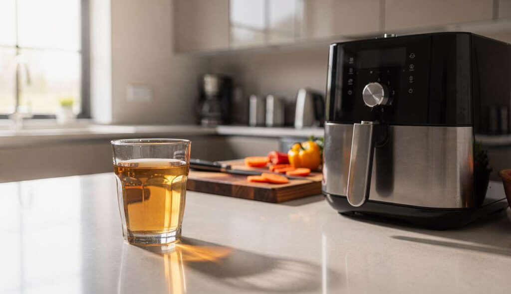 Szklanka ciepłej wody do fritownicy: trik, dzięki któremu odpływ nie zatka się tłuszczem