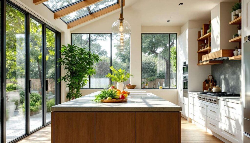 Pomysły architektów na urządzenie kuchni w oranżerii