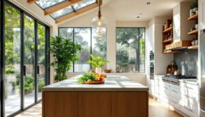 Pomysły architektów na urządzenie kuchni w oranżerii